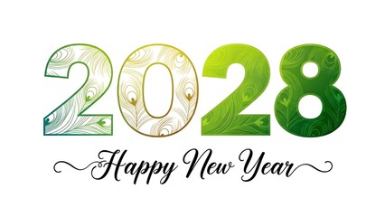 Happy New Year 2028 colorful gradient celebration