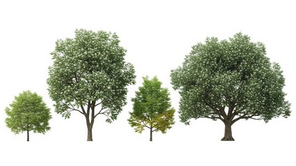 Obraz premium Variety of Trees Isolated on White Background, Nature Elements