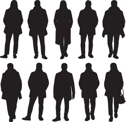 set of people silhouettes standing in various poses