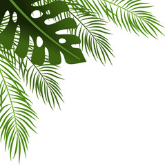 Tropical leaves corner border