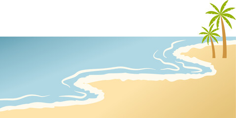 Cartoon beach with palm trees illustration