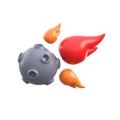 Visually appealing 3d icon of meteor flying through outer space