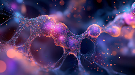 Abstract neuron-like structure with branching connections, evoking neural networks, brain activity, and intricate organic patterns for scientific or conceptual visuals