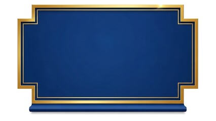 Elegant decorative sign with golden frame and blue center isolated