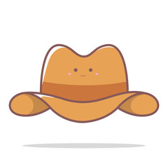 Cute Kawaii Cowboy Hat Vector Pastel Colored Flat Style Western Illustration, Hand-Drawn Cartoon Cowboy Hat Icon for Costume, Fashion Accessory, Kids Design, Party, and Western Theme
