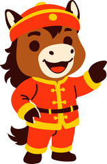 Cheerful Chinese Horse Pointing Forward