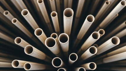 Close-up of multiple PVC pipes arranged in a circular pattern.