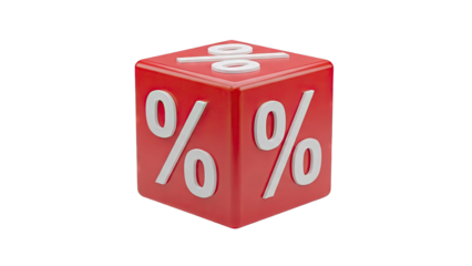 Red Cube with Percentage Symbols