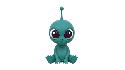 Sad Teal Baby Alien Sitting