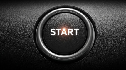 Modern glowing power button with the word “START,” symbolizing activation, technology, energy, and innovation, designed for digital interfaces, tech, and futuristic concepts