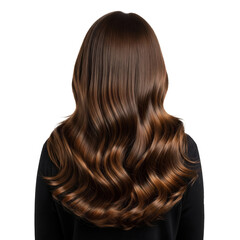 Naklejka premium Long brown female wavy hair style isolated on a white or transparent background.