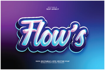 Editable text effect Flow's with vector eps file for design