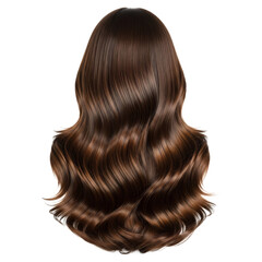 Naklejka premium Long brown female wavy hair style isolated on a white or transparent background.