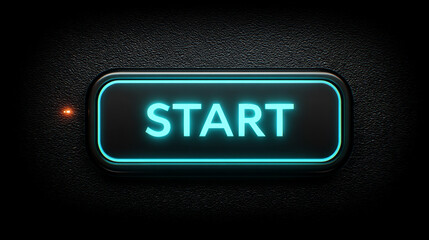 Modern glowing power button with the word “START,” symbolizing activation, technology, energy, and innovation, designed for digital interfaces, tech, and futuristic concepts