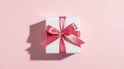 Whitegift Box With Red Ribbon on Pink Background.jpg