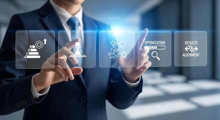 Businessman optimizing business processes with innovative technology solutions