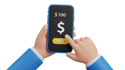 Person Paying $100 on Smartphone