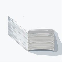 Close-up of a roll of paper or fabric unspooling with shadows on a white background in soft natural lighting highlighting its texture and simple form