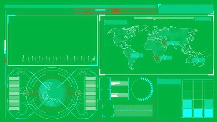Animation of data processing and statistics recording on digital interface and world map - Powered by Adobe
