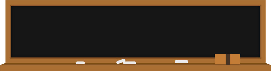 シンプルな横長の黒色の黒板の枠のイラスト