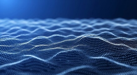 Stunning blue digital wave pattern with glowing white dots