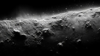 Abstract Glittering Cosmic Dust Cloud Against Black Background with Bright Light Streaks