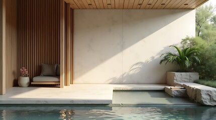 Modern Zen Japanese Minimal Luxury Background with Natural Materials