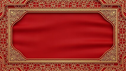 Elegant ornate frame with red fabric interior design element background