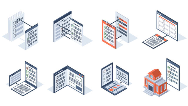Isometric digital document scenes: online education and workflow concepts