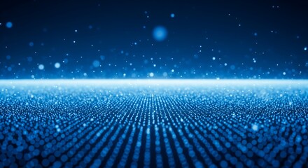 Futuristic digital landscape with glowing blue dots and particles