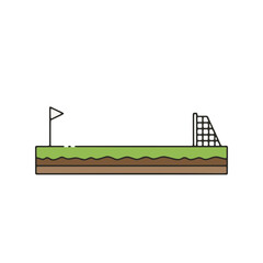 Soccer football goal post and corner flag on a green grass pitch field for sports theme. © ImamSetia