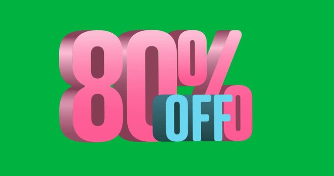 Digital animation of 80 percent text against black background