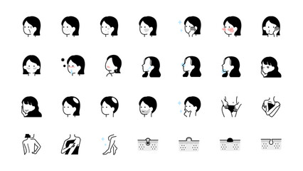 肌や美容に関するアイコンイラストセット　ベクター