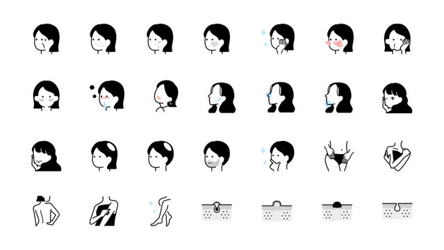 肌や美容に関するアイコンイラストセット　ベクター