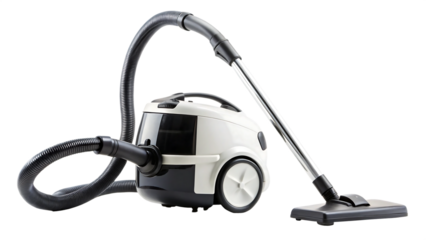 predominantly white and black, with a canister and hose on a transparent background