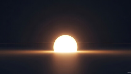 Abstract glowing sphere silhouette on dark horizon background minimalist digital art illustration