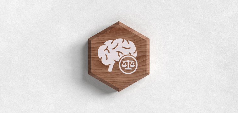 Medizinrecht Ethik Header Icon Holz Illustration Gehirn Neurologie Recht Wissenschaft Gesundheit Arzthaftung Patientenrecht Forschung Bioethik Strafrecht Pharma Klinische Studien