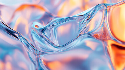 Noise-textured transparent glass abstract with blue and orange gradients, blending warm and cool tones, ideal for modern web backgrounds, fashion banners, and tech presentations