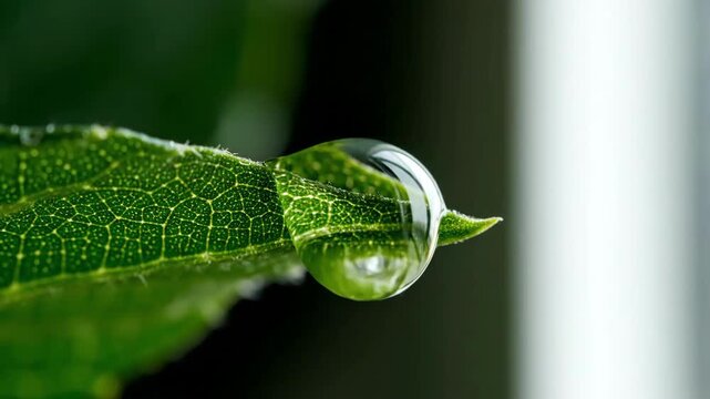 Close Up Of A Water Drop On A Green Leaf In A Collection Frame Style Video