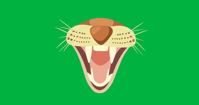 Digitally animation of tiger jaw icon against black background