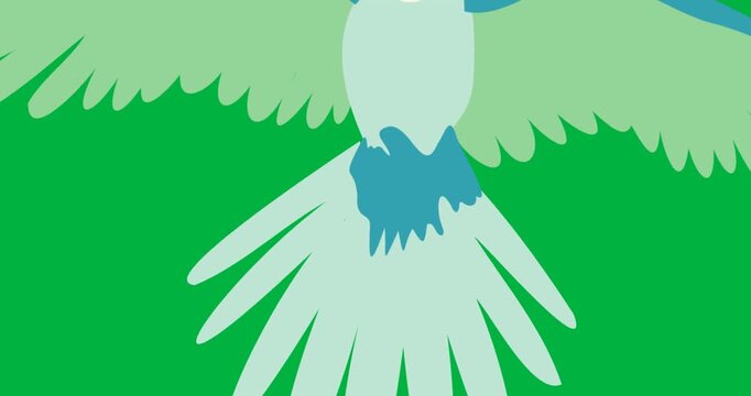 Digital animation of parrot bird icon falling against black background