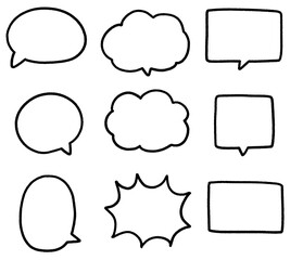 吹き出し　手書き　セット　素材