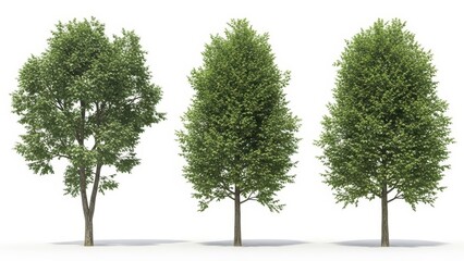 Obraz premium 3D Rendered Trees Isolated on White, Lush Green Foliage, Environment, Nature