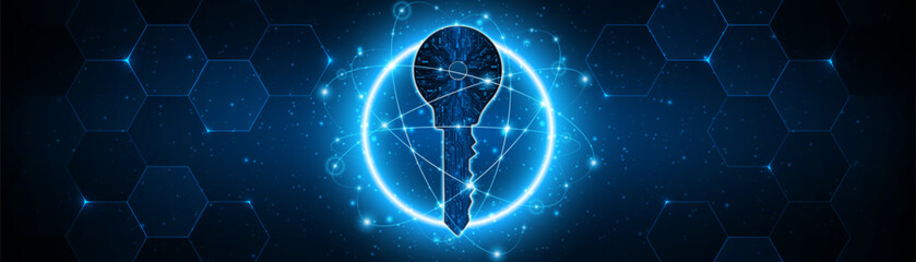 technology circuit board key icon. Cyber ​​data security and privacy concept. modern technology innovation concept background