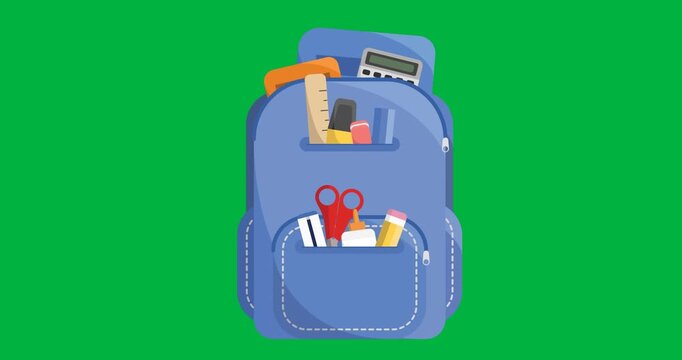 Digital animation of school bag icon against black background