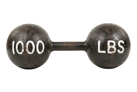 Round iron weight labeled 1000 lbs. Vintage strongman prop.