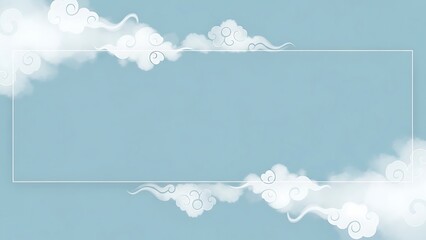 Abstract illustration of fluffy white clouds and a light blue background