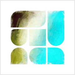 Solid shapes fragments rigid geometry and fluid, organic textures, where the structure of geometry meets the lawlessness of a paintbrush F