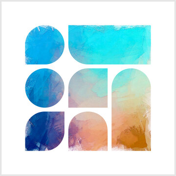 Solid shapes fragments rigid geometry and fluid, organic textures, where the structure of geometry meets the lawlessness of a paintbrush B