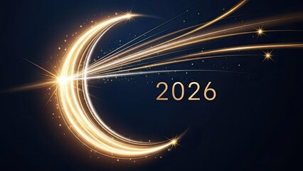 Striking futuristic visual with golden light streaks and the year 2026, representing progress and innovation